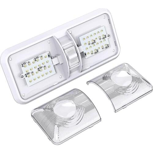 1pcs 12V 48LED RV LED Light 4500K Ceiling Fixture Camper Trailer Marine Double Dome Light RV roof light Wholesale Quick delivery