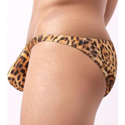 Mens Leopard Print Briefs Underwear Sexy Low-Rise U-Convex Pocket Panties Male Bikini Jockstrap Homme Boxershorts Hombre Cueca