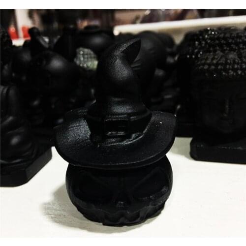 1pcs Cute, cartoonish pumpkin wizard hats hand-carved in lovely natural obsidian can be a gift to decorate your home