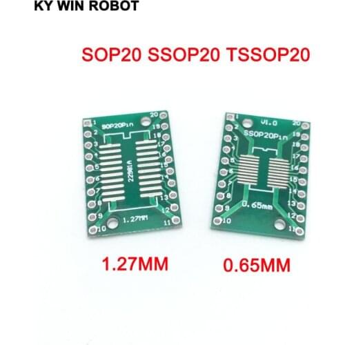 10pcs SOP20 SSOP20 TSSOP20 to DIP20 Pinboard SMD To DIP Adapter 0.65mm/1.27mm to 2.54mm DIP Pin Pitch PCB Board Converter Socket