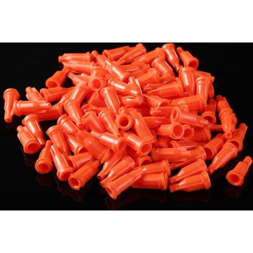 100pcs High Quality Syringe Tips Assortment Caps Orange Injector Dispensing Needle Sealing Plug For Storing Glue