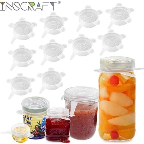 12 Pack Small Silicone Stretch Lids Reusable Seal Can Cup Cover Heat Resistant Mason Jar Lid for Bowls Food