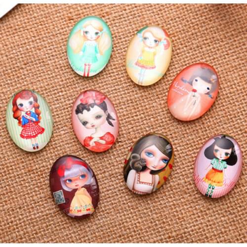 16pcs/lot Pretty Girl 13x18mm/18x25mm Oval Photo Glass Cabochon Demo Flat Back Making Findings Jewelry Making