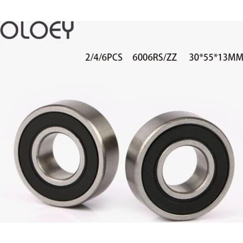 2/4/6PCS Excellent Deep Groove Ball Bearing 6006 2RS ZZ 30*55*11MM Rubber Sealed Bearing Steel Miniature Bearing Metal