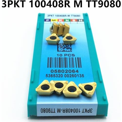 20PCS3PKT100408R M TT9080 tungsten carbide CNC lathe tool 3pkt 100408 milling cutter carbide lathe cutter milling cutter