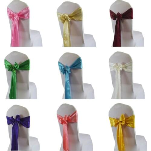 25PCS 15*275cm Satin Sash Bow Tie Chair Band For Wedding Chairs Decoration Hotel Home Banquet Chairs Decor Event Supplies