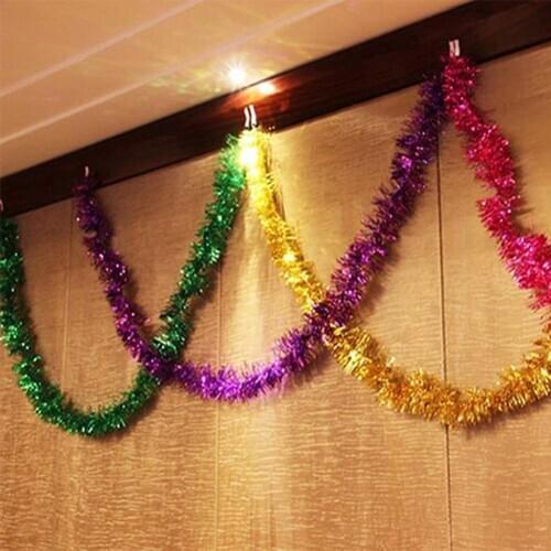 3Pcs 2m Long Shiny Garland Tinsel Xmas Tree Ornament Wedding Party Decorations for Christmas party, New Year Supplies