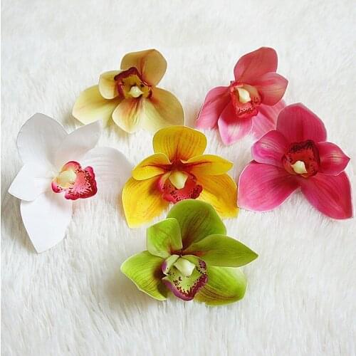 5pcs/lots 3D Cymbidium flower head Orchid Artificial Flower Handmade Diy Hat Shoes Clothing Decoration Flowers
