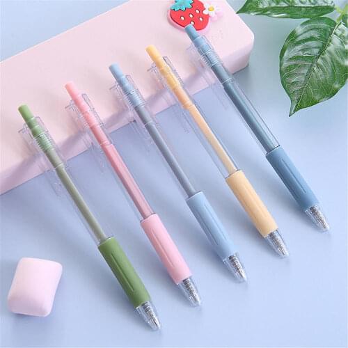 5pcs/lot Press Refill Pen 0.5mm School Writing Gel Pens Signature Gel Fountain Pens Notebook Painting Graffiti Art Supplies