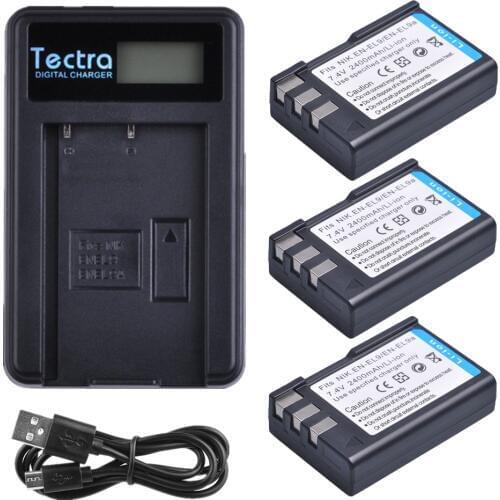 4pc 2400mAh EN-EL9 EN EL9 EN EL9a EL9a Li-ion Battery AKKU+LCD USB Charger for Nikon ENEL9 D40 D60 D40X D300 L15 Batteries