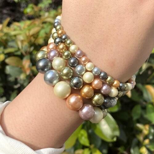 6/8/10/12mm Ten Colors Natural Pearl Shell Bead Round Shape Loose Beads Accessories Necklace Bracelet For Jewelry Making Diy