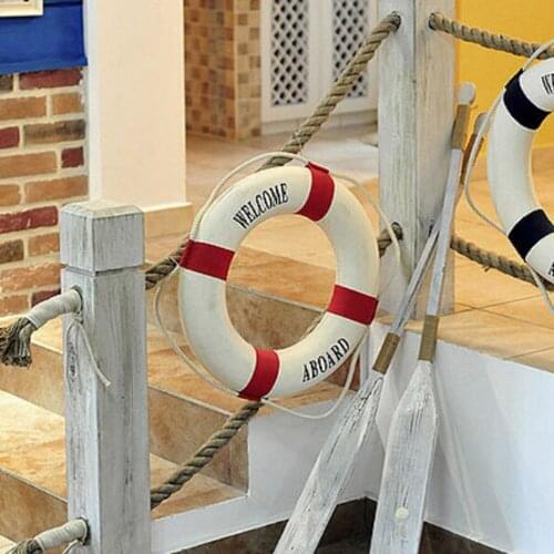 Welcome Aboard Nautical Life Lifebuoy Ring Boat Wall Hanging Home Decoration Mediterranean Style