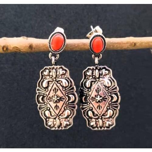 Ethnic Tribal Vintage Pattern Drop Earrings for Women Fashion Jewelry Statement Brincos Female Indian Dangle Earring