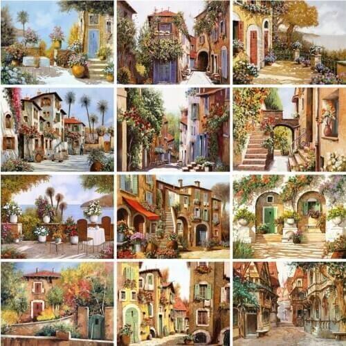 EverShine Diamond Painting Full Square Drill City Cross Stitch Set Diamond Embroidery Street Mosaic Kits Landscape Handmade Gift