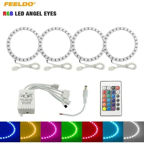 FEELDO 4X80mm Car RGB LED Angel Eyes Halo Ring Light Wireless Remote Control Headlight for Toyota Camry (Euro/US)/07 Camry (US)