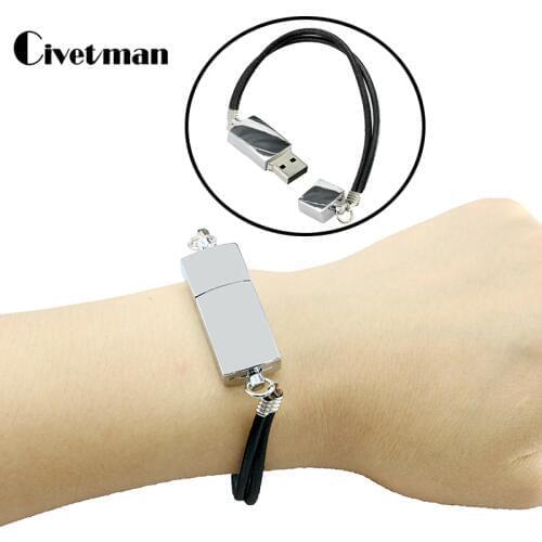 USB 2.0 Flash Drive Metal Bracelet Wrist Band Pendrive 8GB 16GB 32GB 64GB 128GB 256G Pen Driver Creative U Disk USB Memory Stick