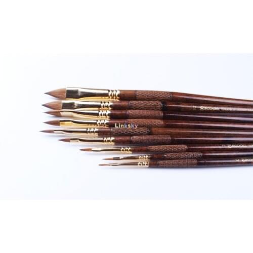 Escoda Hand Painted Classic Oil and Acrylic Paint Artist Brushes, Mink Hair Cat Tongue Long Rod Watercolor Brush,Grafilo 2820