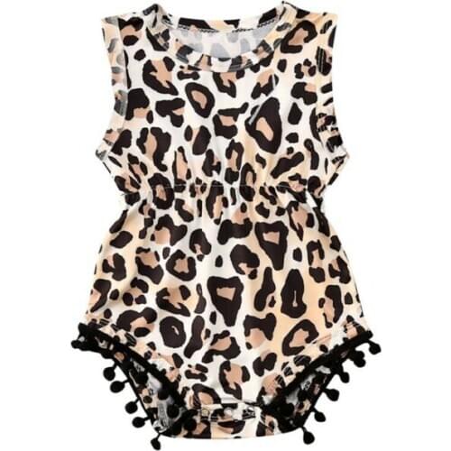 Girl Bodysuit 2020 Newborn Infant Baby Girl Sleeveless Leopard ball Bodysuits Jumpsuit Soft Clothes Outfits 0-24M
