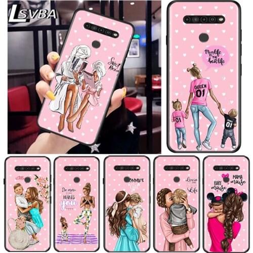 Hot Mom Love Baby for LG G8 G8S G8X V30 V35 V40 V50 V60 ThinQ Q60 K40 K50 K30 K41 K51 K61 K71 K92 Black Phone Case