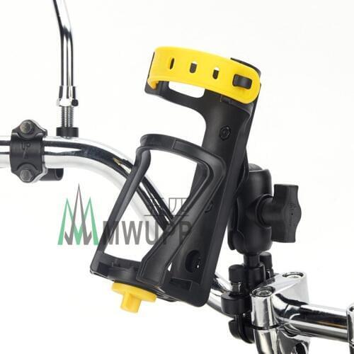 Motorcycle Handlebar Alumium Alloy Mount Universal Bottle Drink Cup Holder Scooter Mirror Rear View Mount with 5.3 Socket Arm