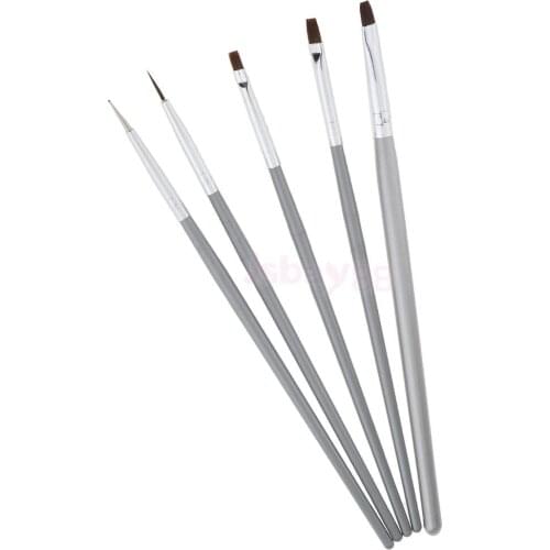 5Pcs Metal Nail Art Brushes Pens Set UV Gel Acrylic Tips Liner Painting Drawing Dotting Detailing Tools Kit Supply