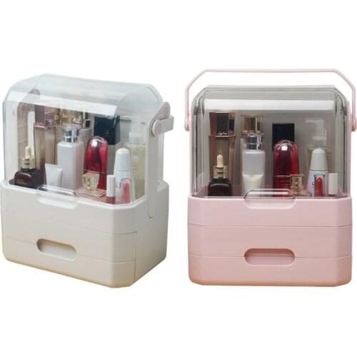 Q1QD Lipstick Beauty Organizer Makeup Dustproof Cosmetics Storage Box Rack Desktop