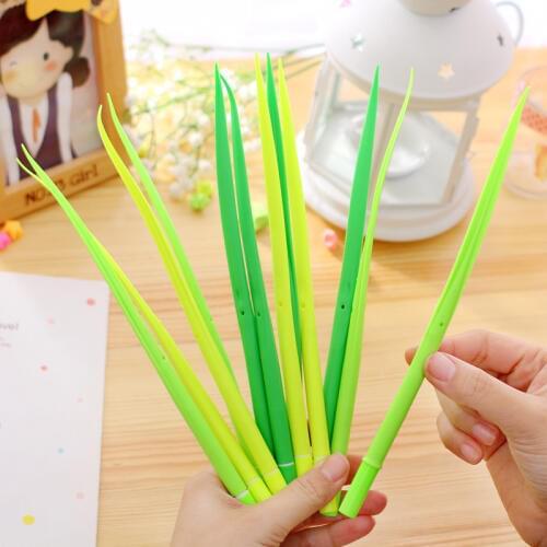 0.38mm Black Ink Soft Tiny Green Grass Gel Pen Blade Grass Neutral Pens School Writing Office Supplies Potting Pen 10Pcs/lot