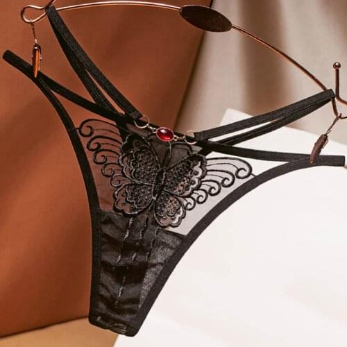 Sexy G-string Thongs Briefs Women Panties Underwear Low Waist Lace Seamless Panty Lingerie Butterfly Flower Embroidery T Pants