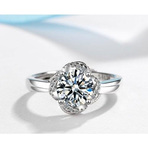 925 Sterling Silver Ring Zircon Flower Wedding Jewelry Rings Engagement For Women Girls jz099