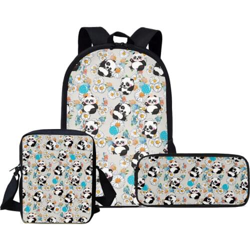 Twoheartsgirl Panda Printed School Bag Set School Backpack for Teenagers Girls Boys Schoolbags Kid Backpacks mochila escolar