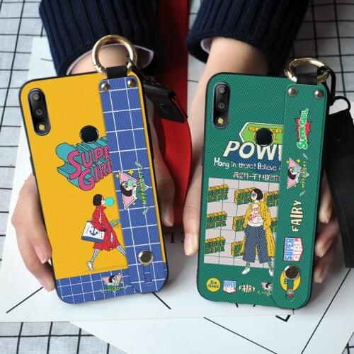 Cute Cartoon Girl Back Cover For Asus Zenfone Max Pro M2 ZB631KL ZB633KL Luxury Wristband Strap Case For Asus 5Z ZE620KL ZS620KL