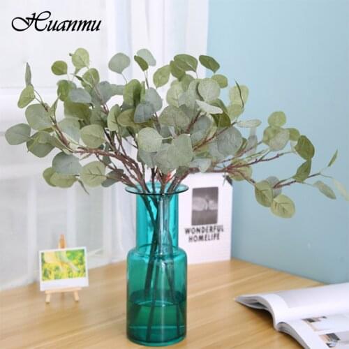 Artificial Leaves Branch Retro Green Silk Eucalyptus Leaf for Home Decor Wedding Plants Faux Fabric Foliage Room Decoration 69CM