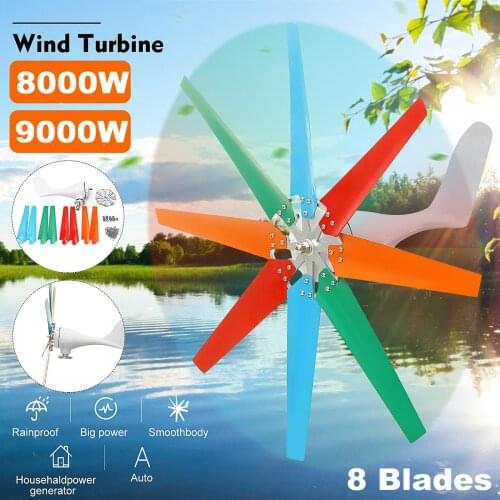 9000W 12V 24V Wind Turbine With 8 Blades Nylon Fiber Wind Turbine Generator Home Powerful Windmill Energy Turbine Charge