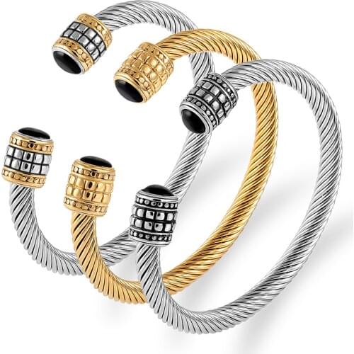 Vintage Statement Cuff Bangle Bracelet for Men Women Unisex Jewelry Inlaid Stone Viking Bangle