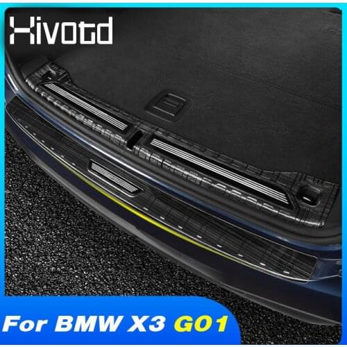Hivotd Rear Bumper Sill Protector Cover Guard Plate Stainless Steel Exterior Mofification Accessories For BMW X3 G01 2018-2021