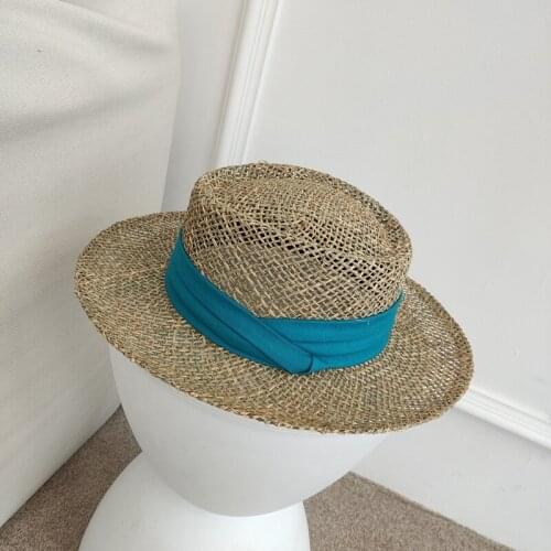 2021 New Handmade Straw Beach Hat For Women Summer hat Panama Cap Fashion Concave Flat Sun Protection Visor Hats Wholesale price
