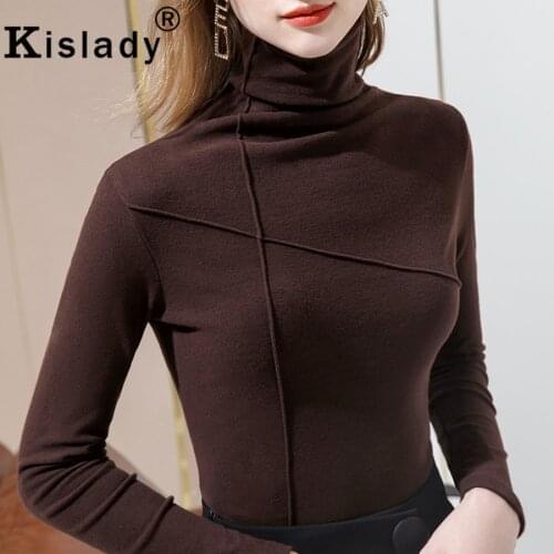2020 Spring Winter Turtleneck Long Sleeve Vintage Women Shirts Sexy Tops Patchwork Korean Clothes High Street Solid Gothic Shirt
