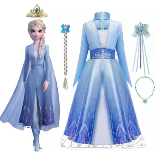 Frozen Girls Dress Elsa 2 Cosplay Costume Kids Fancy Children Gowns Princess Vestidos Infantil Snow Queen JYF