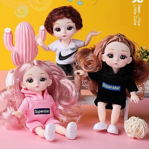 1/8 BJD Mini Doll 13cm Moveable Joint Dolls Beautiful 3D Eyes Little Girl Pricess Dress Make Up Toy for Girls Gift Baby Dolls