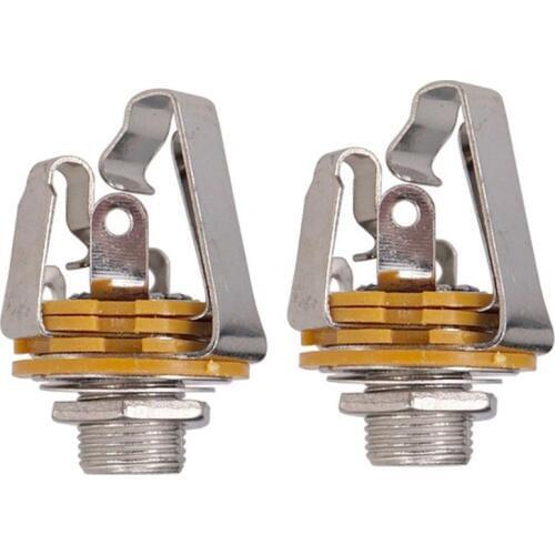 2Pcs 1/4 inch 6.35Mm Stereo Input Jack Plug Socket For Electric Guitar Bass, Guitar Pickup Output Jack, Guitar Parts #8