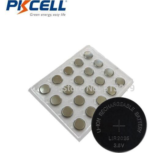 20 x LIR2025 Rechargeable Battery 3.6V 30mAh for Car Key Li-ion Battery Button/Coin Cell Repleace CR2025
