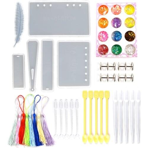 34Pcs Notebook Silicone Mold Bookmark Epoxy Molde Silicona Resina Set Moule Knutselen Accessories Materialen For Resine Kit