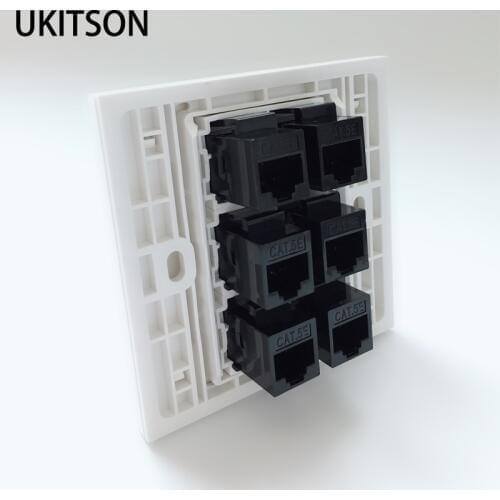 6 Ports RJ45 5e 6 Female To Female Faceplate Socket Panel For Internet LAN Cover Network Extender