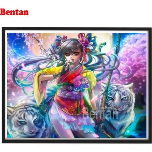 New Diamond Embroidery Fairy Tiger Animals Diamond Painting round Needlework Full Square Cross Stitch Kits Diamond Mosaic