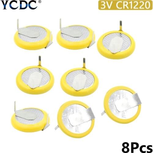 8Pcs/Lot CR1220 1220 With 180 degree soldering foot Button Cell Battery For Main Board Remote Control Toy