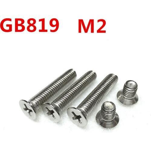 Free Shipping 100pcs/Lot GB819 M2 304 Stainless Steel flat head cross Countersunk head screw
