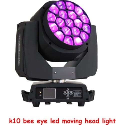 Free Shipping Big Bee Eye 19x15w RGBW 4IN1 Zoom Beam Moving Head Light DMX512 For Stage Event Disco Bar
