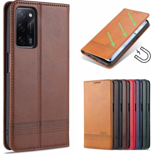 Deluxe magnetic adsorption leather case for OPPO A55 5G / A53s 5G flip cover wallet protective case capa fundas