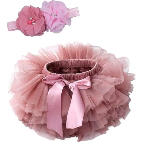 Baby Girls Tutu Bloomers Diaper Cover Cotton Tulle Bloomers and Headband Set 6M-3T