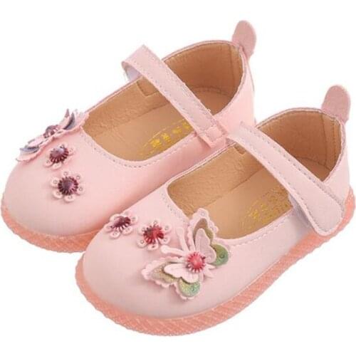 Pink White Kids Toddler Bowtie Children Girls Wedding Party Dress Princess Leather Shoes For Teens Girls Dance Shoes New